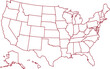 © Mr. Akash - Simple red outline vector map of the United States of America with blank state borders isolated on white background