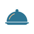 © projek - Illustrated blue cloche on white background ideal for restaurant and food concepts