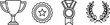 © imran - Collection of outline icons for achievement and success, featuring a trophy, star badge, medal, and laurel wreath. Ideal for awards and recognition