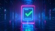 © EPDICAY - Digital approval concept with luminous checkmark icon, symbolizing success, confirmation, and reliable technology systems.