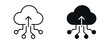 © Masuda Akthar - Cloud upload technology icon set, data network connection with upload arrow icon in line and flat style. vector illustration.