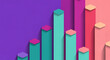 © Pixel - Abstract 3D Bar Chart with Hexagonal Tops in Vibrant Colors.