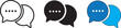 © Nizam - Speech bubble icons set black and blue outline communication and messaging symbols