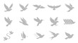 © yuanita - Collection of Silhouetted Dove Icons in Various Flight Poses.