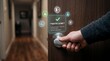 © Urban - Smart home security system with biometric authentication and access control on wooden door handle