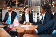 © Valerii Apetroaiei - Diplomatic negotiations between countries in the office