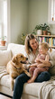 © TCyamauti - Mother and son with a pet, happy lifestyle, family environment.