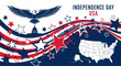 © Balch - Independence Day banner with eagle capitol and map vector illustration