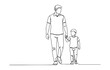 © shrabon2005 - A continuous line drawing of a man and a child walking hand in hand outdoors in a simple.