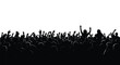 © Amna - Enthusiastic silhouetted crowd with hands raised in celebration at an exciting concert or event.