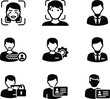 © MUNNA BOSS - Black and white icon set depicting various people with facial recognition frames and identification