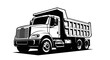 © irul - Black and white dump truck illustration construction vehicle isolated