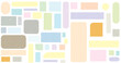© Vector man - Minimalist composition of colorful rounded rectangles and squares. Abstract geometric shapes background with pastel colors. Decorative abstract background.