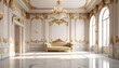 © Puput - Luxurious Classic Palace Interior with Ornate Gold Decorations and Velvet Sofa.