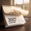 © Keshara Naveen - Desk calendar flipping from 2026 to January 2027 in warm sunlight