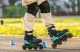 Girl Practicing Tricks On Rollerblades