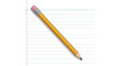 © Nur - Minimalist vector art: A single, perfectly sharpened pencil with a distinct eraser, placed diagonally across a blank sheet of lined paper. Focus on essential elements and negative space.