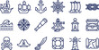 © Septarim - Set of nautical maritime icons featuring pirate ships and vintage sailing adventure equipment for creative design projects