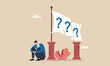 © Rozina - Debt and loan pillars illustration is modern, flat design with clean lines and minimal shading financial mistake, poverty or bankruptcy concept, depressed businessman sitting with broken piggy bank