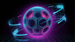 © stock - Neon Soccer Ball, Futuristic Sports Icon, Glowing Blue Pink Football, Vector Sports Graphic