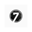 © lulufebi - A stylized black clock face with a large white number 7 prominently displayed, representing time or a specific hour.