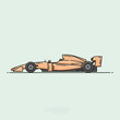 © muhammad - Orange Formula 1 Race Car Side View Illustration.
