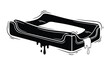 © Abdul - Container box features thick dark liquid dripping from its edges onto a clean white surface area.