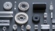 © 69 - Clear and Black Mechanical Parts Displayed on Dark Background Showcasing Precision Engineering and Diverse Design Elements