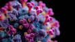 © AnggalihPs - Close-up of a virus made from purple and blue lace, against a black background.