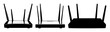 © Ikbal - Router set with black silhouette against white background featuring antennas, electronics, telecommunications with technology and connectivity
