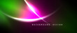 © antishock - Abstract vibrant background. Green, magenta, white curves intersect. Dark space dominates composition. Text reads background design.