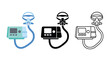 © MDFAHAD - Set of cpap machine icons with respiratory mask in three different graphical variations.