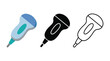 © MDFAHAD - Ultrasound transducer probe vector icons for medical imaging in flat solid line styles.