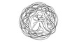 © Yogi - Continuous line drawing of a sad person feeling trapped inside a chaotic circle of tangled thoughts.