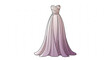 © Rawal - A beautiful pink evening gown with a heart-shaped top and a long flowing skirt in a gradient color design on a white background vector