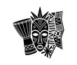 © ARIF - African Tribal Mask and Drum with Geometric Patterns Art Graphic