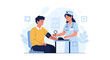 © akana - Nurse measuring patient's blood pressure, healthcare concept illustration