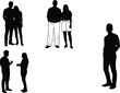 © Rokon - Minimalist silhouette artwork depicting social interaction with three pairs of people together and one individual standing alone in contrast