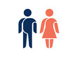 © mahameru - Minimalist graphic illustration of male and female gender symbols, often used for public facility signage like restrooms and washrooms.