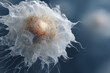 © Blake - Minimalist 3D Render of a Translucent Cell Structure with Glowing Core for Medical Scientific Illustration