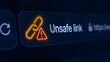 © Art_spiral - Unsafe link warning alert on browser interface with orange triangle icon and broken chain symbol for phishing protection and safety