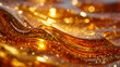 ©  Begnat - Vibrant flowing golden liquid with sparkling particles creating a mesmerizing and dynamic abstract background filled with warm glowing light effects