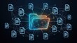 © Arslan - Futuristic network shows digital folder with connected files and data transfer