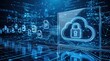 © Arslan - Digital cloud security with protected data flow on a futuristic network background