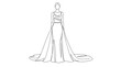 © Saharia - Line art drawing of a woman wearing an elegant evening gown with a long train