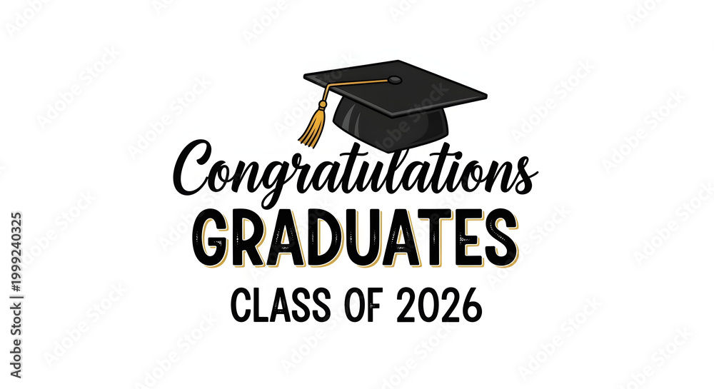 Congratulations Graduates Class of 2026 Typography with Black ...