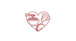 © Mojah - Heart shaped pizza icon graphic symbol.