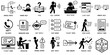 © MEG-MEG - カスタマーサポート業務の流れと対応手段を示すシンプルアイコンセット、Customer Support Workflow and Service Icons Set