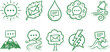 © ArtFlex - Hand drawn doodle sticker pack nature communication icons chat bubble sun leaf river cloud eco concept world environment day green illustration