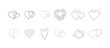 © Stefan - Set of heart shapes line vector icon. Set of simple black line heart icons. Minimalist vector love symbols. Collection of  stylized heart shapes ideal for Valentine's Day design, vector illustration.